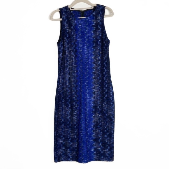 St. John Dresses & Skirts - St. John Wool Blend Tweed Sleeveless Cobalt Blue Black Sheath Dress